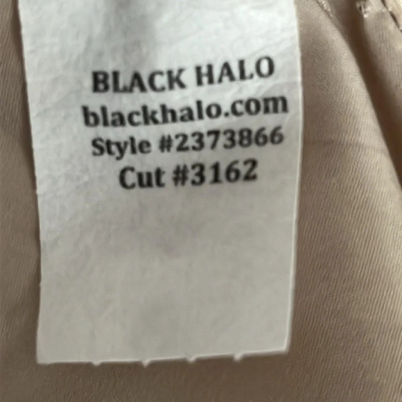 Black Halo Square Neckline Fitted Sleeveless Botanical Print Dress - Size 4 - Picture 7 of 7